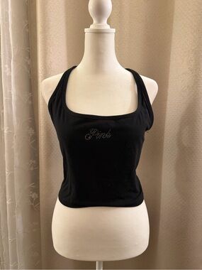 PINK Victoria's Secret Black Logo Tank